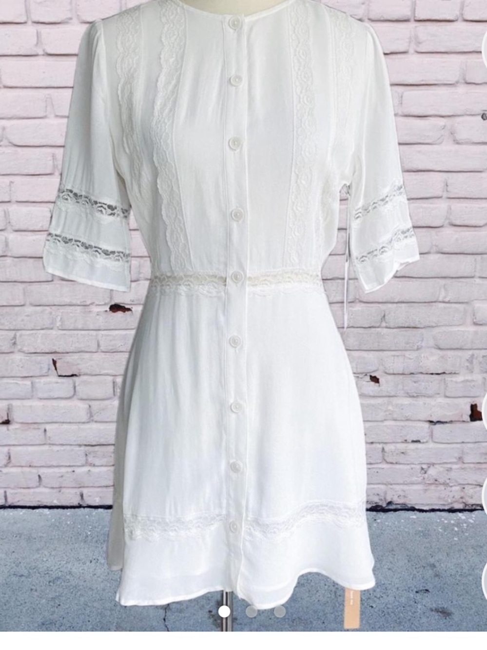 Reformation White Lace-Trim Mini Dress